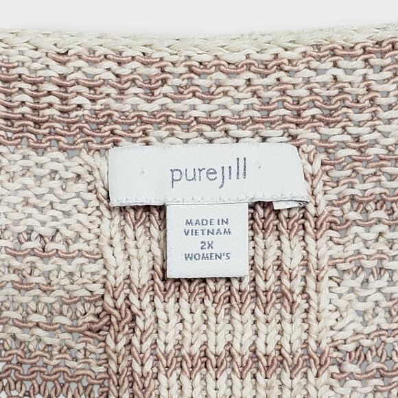 Pure Jill Plus Sz 2X Marled Textured Knit Tunic Sweater Boatneck Casual Neutral - Picture 5 of 10